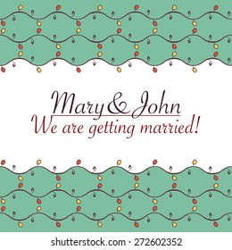 Cute wedding invitation with branches. Could be used as card, postcard, invitation for celebration wedding, birthday, anniversary, party