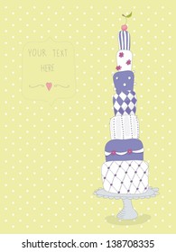 Cute wedding invitation card with a dots background