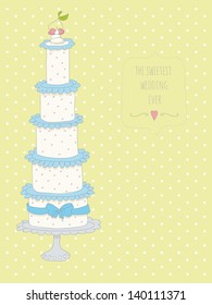 Cute wedding invitation card with a dots background.