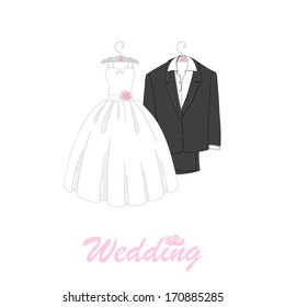 Cute wedding invitation card. Romantic background for wedding design