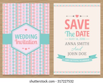 cute wedding invitation card , vector illustration