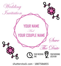 Cute wedding invitation design. Easy to edit with vector file. Can use for your creative content. Especially for wedding celebration.