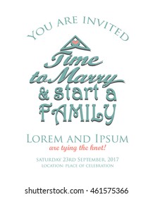 Cute wedding invitation design with quote in the shape of a house