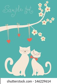 Cute wedding invitation or love's postcard. Vector illustration