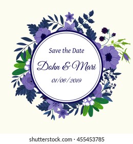 Cute wedding invitation template to celebration on card with flower decoration vector illustration. Vector flower.