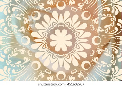 Cute wedding lacy horizontal background or wallpaper with lacy mandala ornament