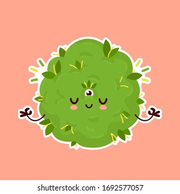 Cute weed marijuana bud. Vector cartoon character illustration sticker design