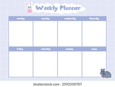 Cute weekly planner with adorable animal