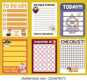 Cute Weekly Planner Background For Kids With Cute Animals. Vector Template For Agenda, To Do List, Checklist And Planners.