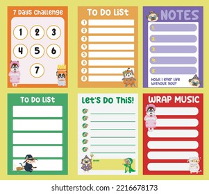 Cute Weekly Planner Background For Kids With Cute Animals. Vector Template For Agenda, To Do List, Checklist And Planners.