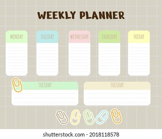 Cute weekly planner element stationery collection Premium Vector