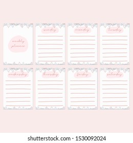 Cute Weekly Planner Minimalist Flower Pattern Background