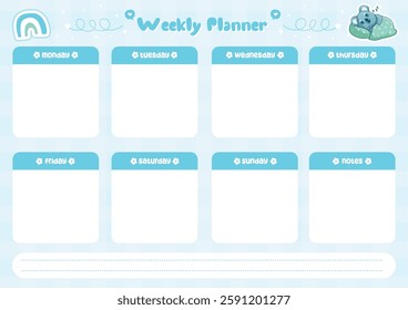 Cute weekly planner pastel color