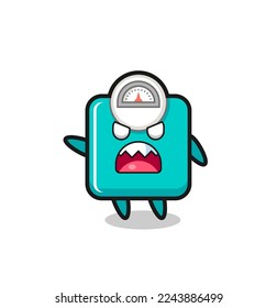 cute weight scale cartoon in a very angry pose , cute style design for t shirt, sticker, logo element