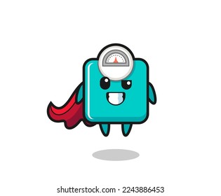 el personaje de la escala de peso lindo como superhéroe volador, diseño de estilo lindo para camiseta, pegatina, elemento logo