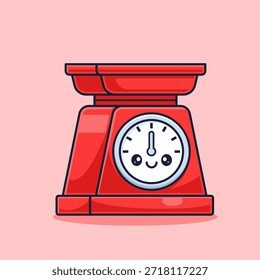 Ilustración linda del icono del Vector de la historieta de las escalas del peso. Concepto de icono de objeto de Tecnología Vector de Premium aislado. Estilo plano de la historieta