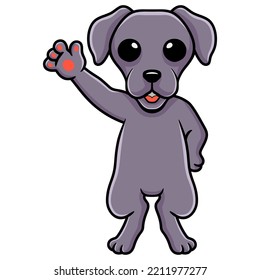 Cute weimaraner dog cartoon waving hand