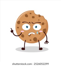 Cute weird expression of bite cookies cartoon character