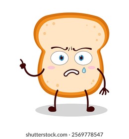 cute weird expression of bread cartoon character
