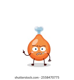 cute weird expression of chicken drumstick cartoon character

