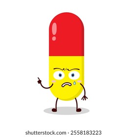 cute weird expression of drug capsule cartoon character
