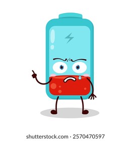 cute weird expression of empty battery cartoon character
