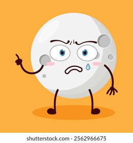 cute weird expression of moon cartoon character
