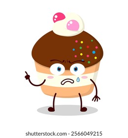 cute weird expression of muffin character
