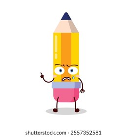 cute weird expression of pencil cartoon character
