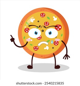 cute weird expression of pizza character