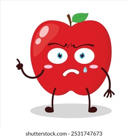 cute weird expression of red apple cartoon character