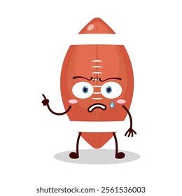 cute weird expression of rugby ball cartoon character
