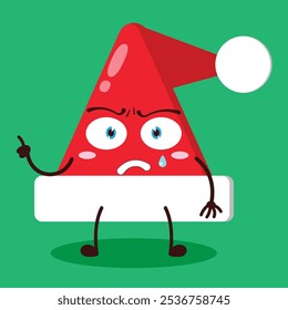 cute weird expression of Santa Clause hat character