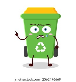 cute weird expression of trash bin cartoon character
