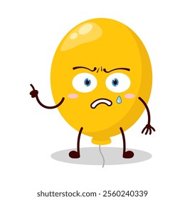 cute weird expression of yellow balloon cartoon character
