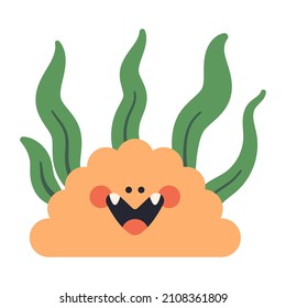 Cute extraña imagen de personaje de dibujos animados vectoriales monstruosos aislados en un fondo blanco.