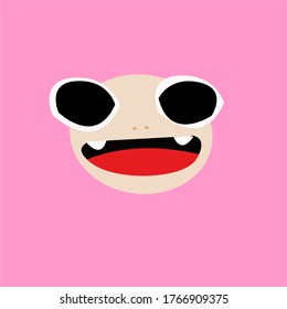 
cute weird scary pink monster smiling