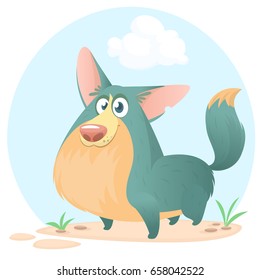 Cute welsh corgi cartoon. Funny corgi vector illustration. Portrait of a dog for decoration and design. Design for logo, icon or emblem