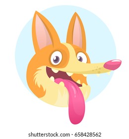 Cute welsh corgi cartoon. Funny corgi vector illustration. Portrait of a dog for decoration and design. Vector icon. Design for logo or emblem