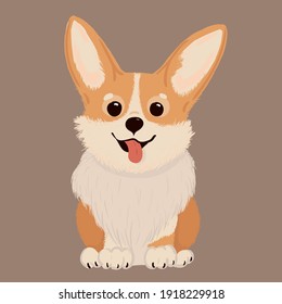 Cute Welsh Corgi dog, illustration for children, postcards, children's books.