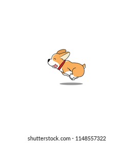 Cute Welsh Corgi Dog Running, Vector Illustration