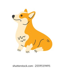 Cute welsh corgi dog smiling pet, isolated on white. Vector illustration cartoon flat style