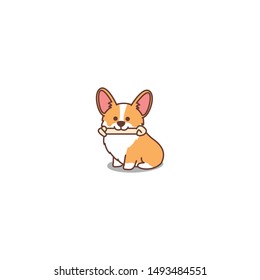 Cute Welsh Corgi Puppy Cartoon Icon, Vector Illustration