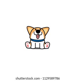 Cute welsh corgi puppy sitting, vector illustration