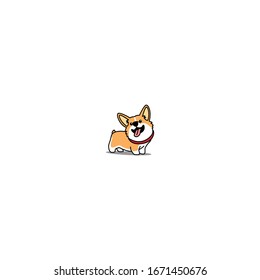 Cute welsh corgi puppy smiling cartoon, vector illustration