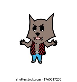 Cute werewolf are angry, cartoons, stickers, printing, art, vectors