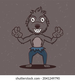 Cute Werewolf Boy Costume Vector. Halloween Mascot character.