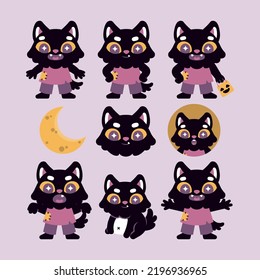 Cute Werewolf Character In Different Pose