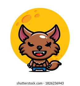 Cute Werewolf Character Vector Design