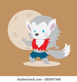 cute werewolf vector illustration for halloween theme card or print material